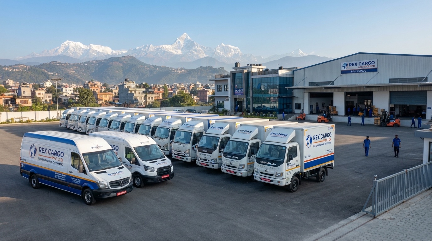 Rex Cargo delivery fleet lined up at the depot